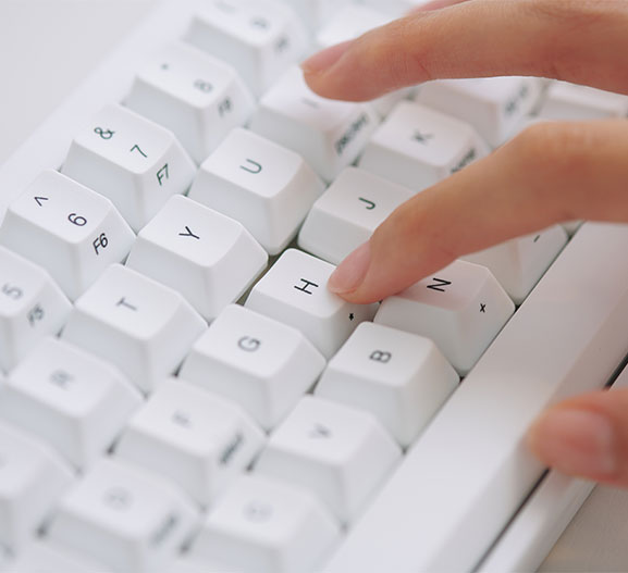 HHKB HYBRID Type S Snow printed keyboard close up of keycaps